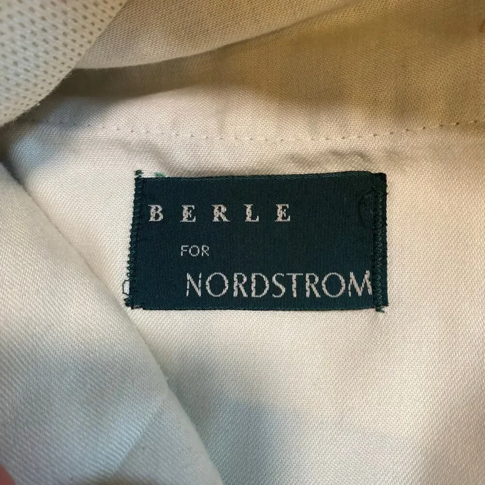 Vintage Berle for Nordstrom Mens 34R Regular Worsted Wool Khaki Pants Super 100s